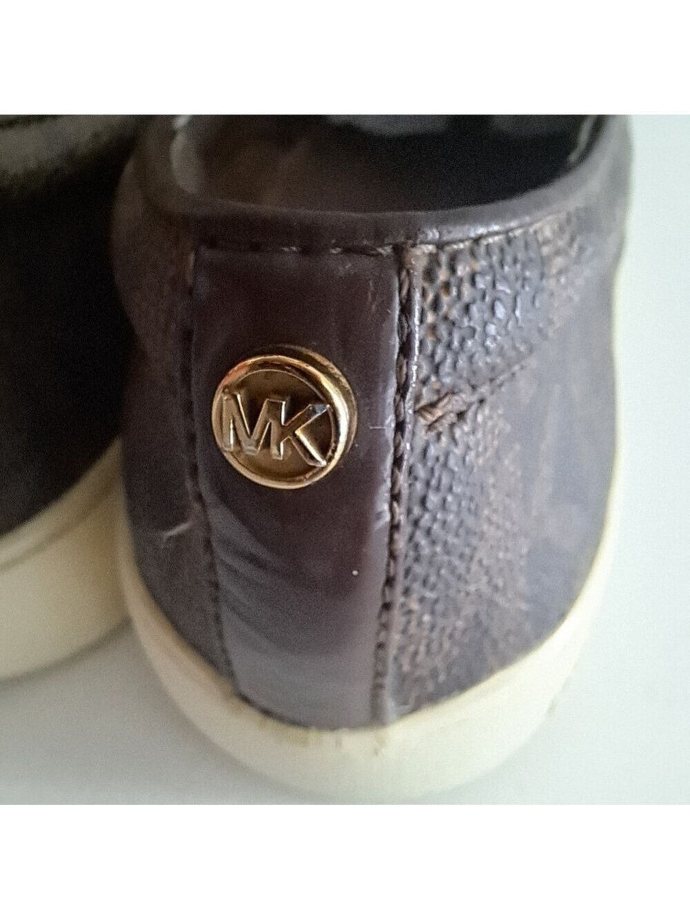 MK Michael KORS Keaton loafer shoes flats slip on laser cut out brown gold 6.5 - Picture 8 of 10